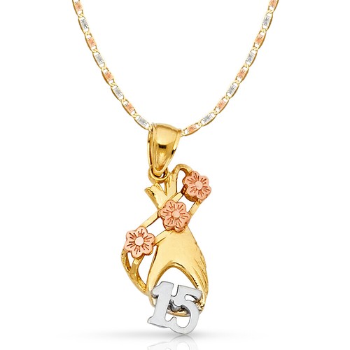 14k gold quinceañera charm - gold,
