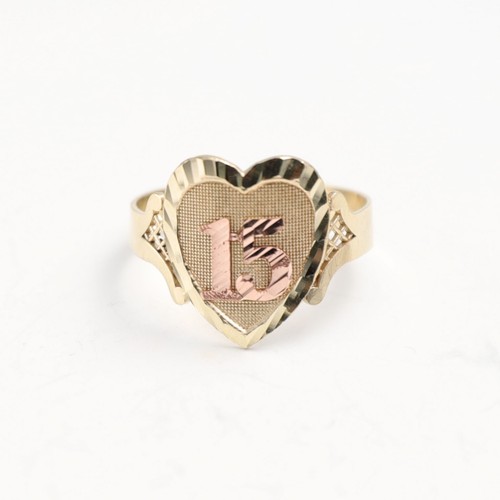 10k gold herz quinceanera ring - gold,