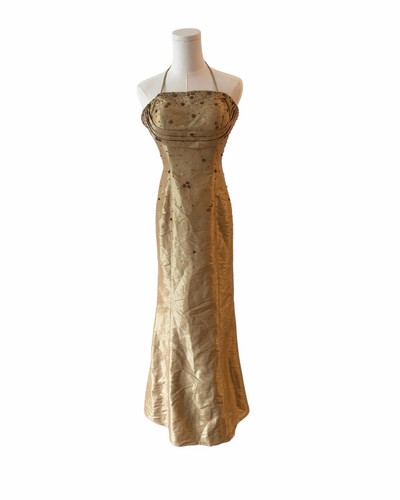 Gold beaded sequin formal prom - beaded,